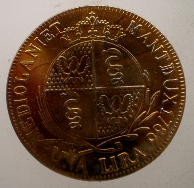 1.853 REPLICA ITALIA MILAN OCUPATIE AUSTRIACA JOSEPH II 1 LIRA 1786 22mm/4,0g foto