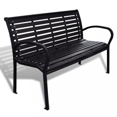 vidaXL Bancă de grădină, negru, 125 cm, oțel și WPC 41556 foto