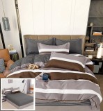 Cumpara ieftin Lenjerie Pat Bumbac cu Elastic Gri 6 Piese (200x230, 180x200), 2 Fete Perna 70x70, 55x75cm