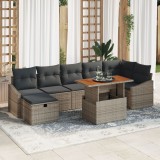 Gossi set canapea gradina de 8 piese cu perna gri poli ratan