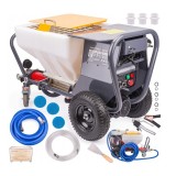 Pompa Tencuit Gletuit Profesionala Powermat 3000W, 55L, 40 Bar + Furtun 15m, Pistol Pulverizare, Duze Ceramice