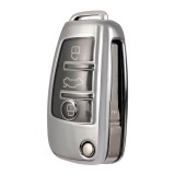 Husa Cheie Compatibila cu Briceag Audi 3 Butoane SILVER TPU+PC