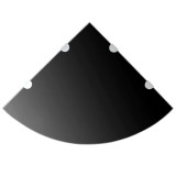 Cumpara ieftin Raft de colt cu suporti de crom, sticla, 45 x 45 cm, negru