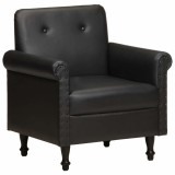 vidaXL Fotoliu, negru, piele naturală 320779