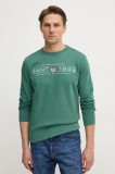 Gant bluza barbati, culoarea verde, cu imprimeu, 2044016