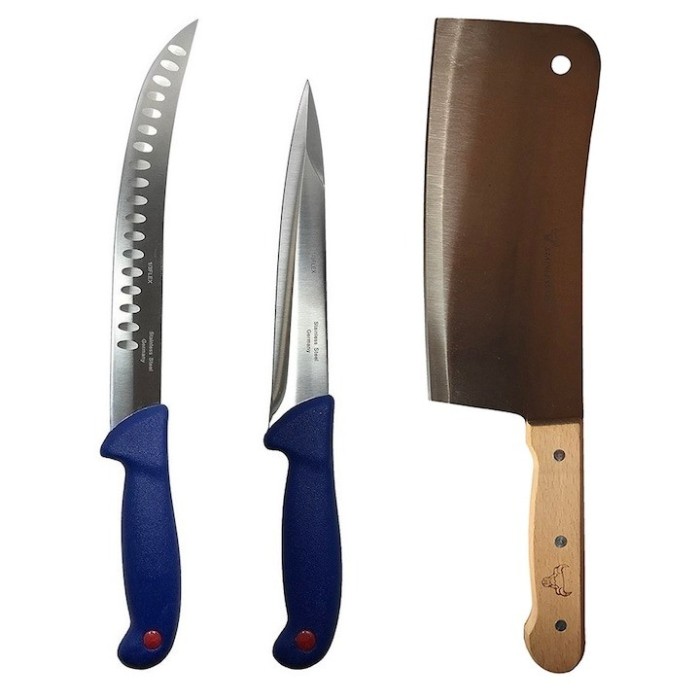 Set profesional de macelarie, 2 cutite otel carbon, injunghiat, transat, degresat, satar