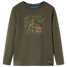 Tricou pentru copii cu m&acirc;neci lungi,, kaki, 128