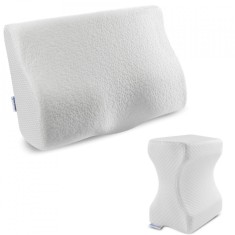 Set perna cu suport cervical din spuma cu memorie pentru copii 12-16 ani, perna pentru genunchi 50x30, cu perforatii