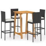 Cumpara ieftin Set mobilier bar de gradina cu perne, 5 piese, negru