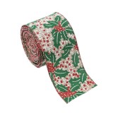 Panglica Decorativa pentru Craciun, Flippy, Ornament pentru Brad de Craciun, Pretreceri, Panglica cu Design Brad de Craciun, 200 x 6.3 cm, Khaki&nbsp;