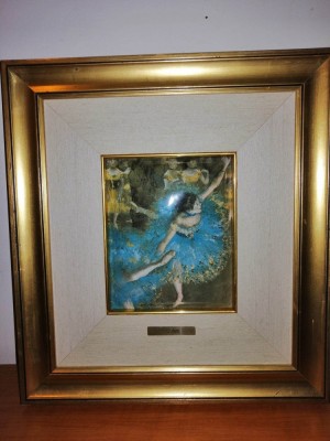 Tablou pictura pe placa faianta portelan The Dancer balerina Edgar Degas foto