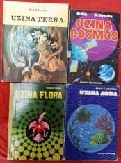 Tudor Opris Uzina Flora + Gh. Chis Uzina Cosmos + Mihai Bacescu Uzina Aqua + Aurel Lecca Uzina Terra (educative copii ilustratii cultura generala)