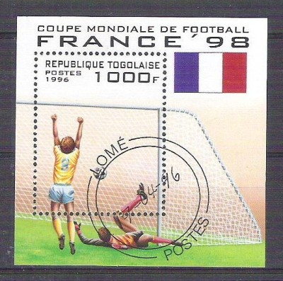 Togo 1996 Sport, Football, Soccer, perf. sheet, used AB.014 foto