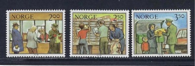 Norvegia 1984 - Posta, oficii postale, munca postasilor, serie neuzata foto