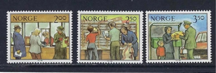 Norvegia 1984 - Posta, oficii postale, munca postasilor, serie neuzata