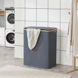 Cos rufe, en.casa, Rusko, 69 x 57 x 37 cm, 140 L, bambus, poliester, gri inchis, cu 3 saci detasabili HausGarden Leisure, [en.casa]