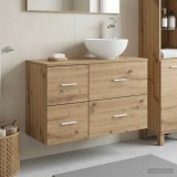 Cumpara ieftin Set dulap baie 2 buc. Stejar Artizanal 79,5 x 41 x 80 cm