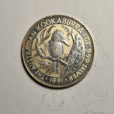 Australia 5 Dollars 1991 Kookaburra Uncie Argint Elizabeth II