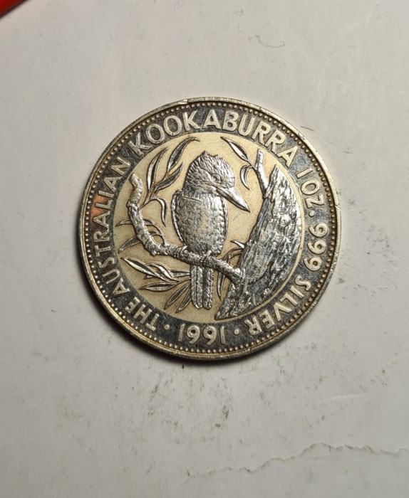 Australia 5 Dollars 1991 Kookaburra Uncie Argint Elizabeth II