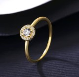 Inel Elegant din Argint 925 Placat cu Aur &ndash; Model Halo cu Zirconiu Cod ARG17E