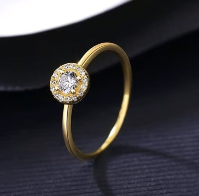 Inel Elegant din Argint 925 Placat cu Aur &amp;ndash; Model Halo cu Zirconiu Cod ARG17E foto