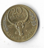 Moneda 20 francs 1989, FAO - Madagascar, America Centrala si de Sud, Bronz-Aluminiu