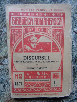 Simion Barnut - Discursul tinut in Catedrala din Blaj la 2/14 maiu 1848 foto