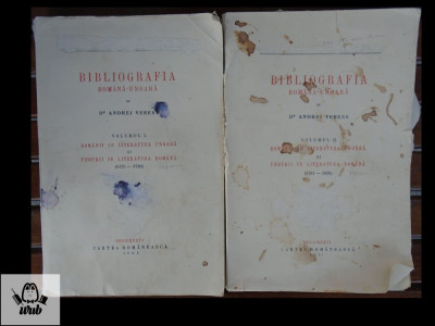 Andrei Veress Bibliografia romana-maghiara vol I, II foto