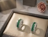 Cumpara ieftin Cercei Creole din Argint 925 cu Zirconiu Verde Smarald E i Diamant Clear , Eleganta Regala E i Stralucire Luxoasa