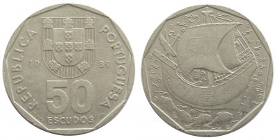 fl39 PORTUGALIA 50 ESCUDOS 1989 aUNC foto