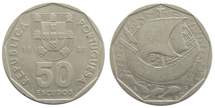 fl39 PORTUGALIA 50 ESCUDOS 1989 aUNC