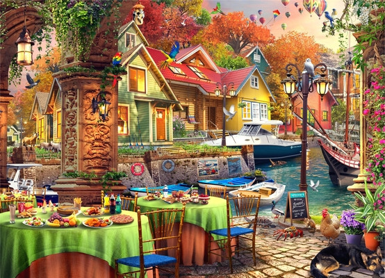 Brain Tree - Boat Club Breakfast 1000 Pieces Jigsaw Puzzle for Adults: With Droplet Technology for Anti Glare &amp; Soft Touch