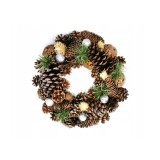Coronita de craciun cu conuri de pin pentru usa 32 cm gri