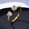 Inel Reglabil Femei, Design Modern Cu Doua Pietre Zirconiu, Argint 925 Placat