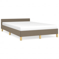 vidaXL Cadru de pat cu tăblie, gri taupe, 120x190 cm, material textil