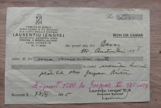 Document cu antet Fabrica de mobile Laurentiu Lengyel Arad / Bucuresti / Furnizorul curtii regale