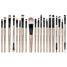 Set 20 pensule machiaj Makeup, Nude, Husa depozitare inclusa