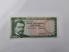 Islanda 500 Kronur 1961 Rara foto