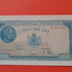 Bancnota 5000 lei 20 Martie 1945 filigran verical - UNC