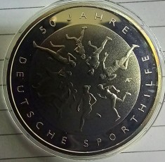 (A75) MONEDA DIN ARGINT GERMANIA - 20 EURO 2017, LIT. D, 50 ANI FUNDATIA DE AJUTOR PENTRU SPORT, STARE PROOF
