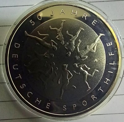 (A75) MONEDA DIN ARGINT GERMANIA - 20 EURO 2017, LIT. D, 50 ANI FUNDATIA DE AJUTOR PENTRU SPORT, STARE PROOF foto