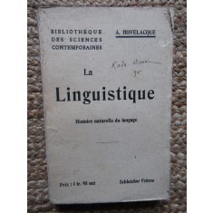 LA LINGUISTIQUE. HISTOIRE NATURELLE DU LANGAGE - A. HOVELACQUE