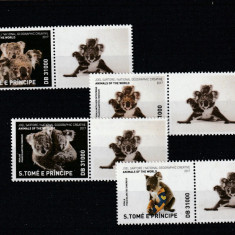 S. Tome e Principe 2017-Fauna,Koala,serie 4 val.dant.cu vignete,MNH,MI.7498-7501