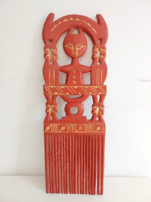 Piaptan de lemn sculptat Ashati Ghana Africa ritual 43 cm lungime foto
