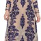 ivimos Rochie maxi de dama, cu maneca lunga, cu decolteu in V, cu broderie florala, eleganta, in linie A, albastru XL