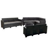 Set mobilier gradina coltar Leziter Nero V, 11 locuri, Antracit, Technoratan, Rezistent Intemperii, Protectie UV