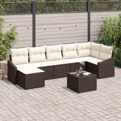 vidaXL Set de canapele pentru grădină 8 pcs Maro Rattan poli 3346818 foto