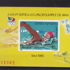 ROMANIA 1988 LP 1204 J. O. DE VARA SEUL - OLIMPIADA COLITA NEDANTELATA MNH