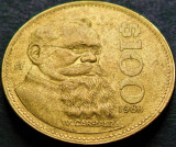 Moneda exotica 100 PESOS - MEXIC, anul 1988 * cod 2762 = luciu de batere