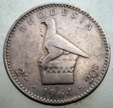 E.020 RHODESIA COLONIE BRITANICA ELIZABETH II 2 SHILLINGS 20 CENTS 1964